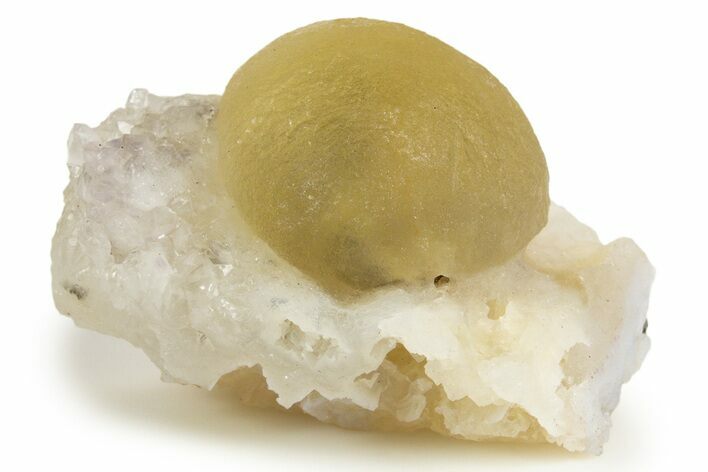 Botryoidal Yellow Fluorite on Quartz - India #342401